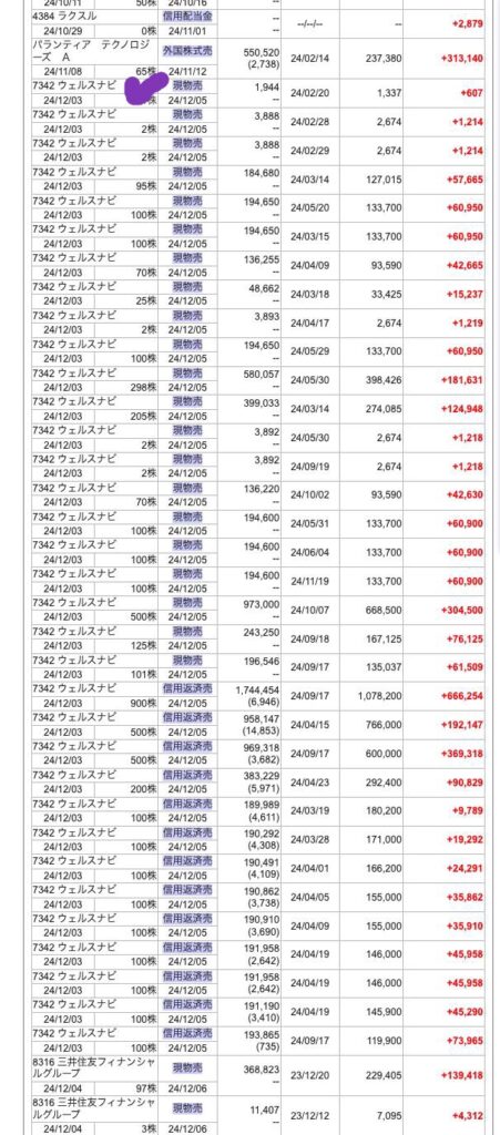 Panda's 譲渡益税 ウェルスナビ（7342） 20241213